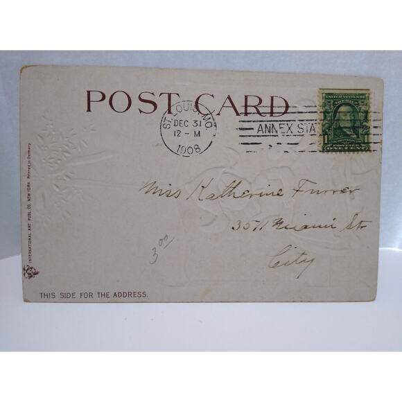 New Years Postcard Ellen Clapsaddle Dutch Girl Wood Shoe 1908 Germany Vintage - Picture 2 of 2